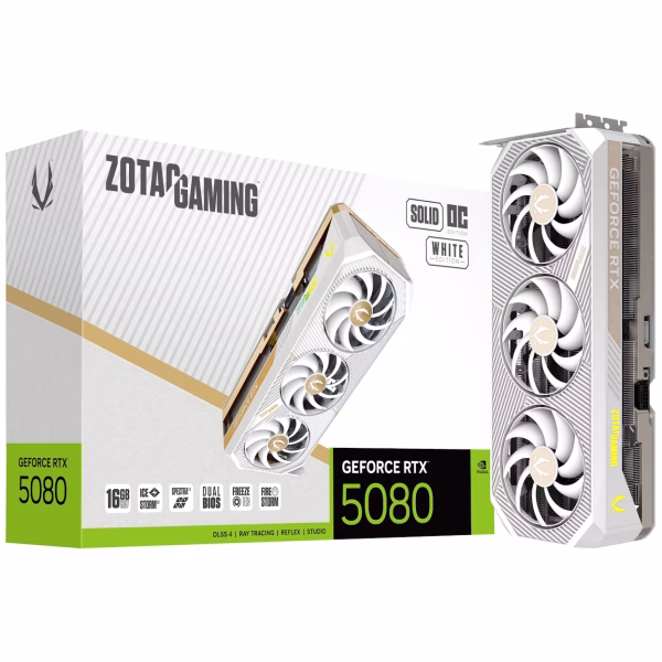 ZOTAC GeForce RTX 5080 Solid OC White 16GB GDDR7 Graphics Card - WHITE | ZT-B50800Q-10P