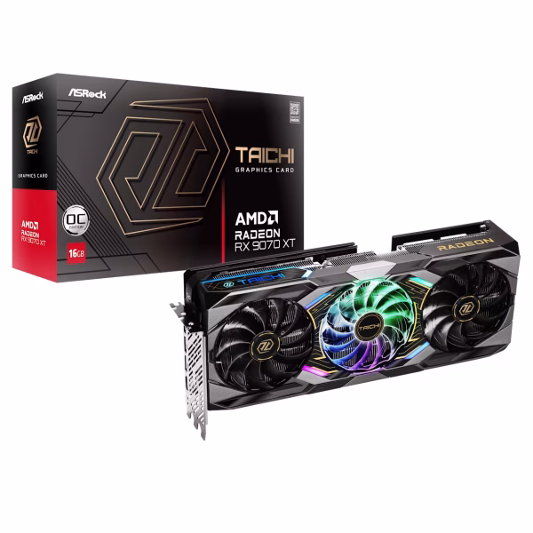 Asrock Radeon RX 9070 XT Taichi OC 16GB GDDR6 GRAPHICS CARD - BLACK | 90-GA5HZZ-00UANF