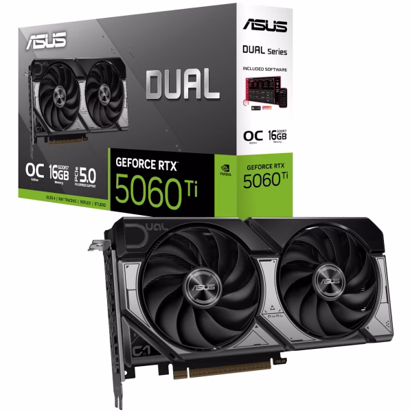 Asus GeForce RTX 5060 Ti Dual OC 16GB GDDR7 GRAPHICS CARD - BLACK | 90YV0MH0-M0NA00