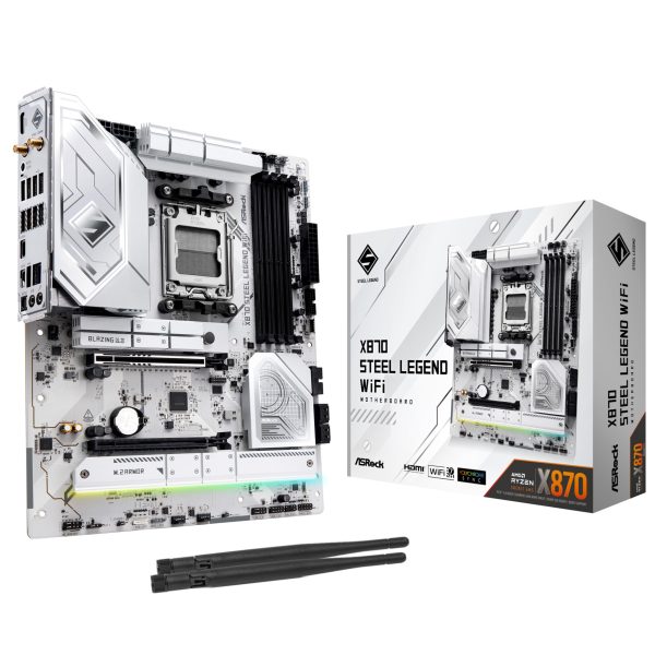 ASROCK X870 STEEL LEGEND WIFI MOTHERBOARD - WHITE | 90-MXBPJ0-A0UAYZ