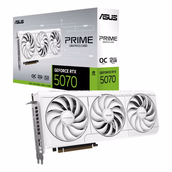 Asus PRIME GeForce RTX 5070 OC 12GB GDDR7 Graphics Card - WHITE | 90YV0M19-M0NA00