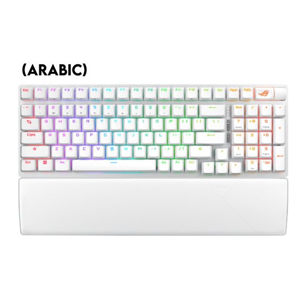 Asus X901 ROG Strix Scope II 96 Wireless Mechanical Gaming Keyboard NX Snow Switch Refined Linear (Arabic) - White