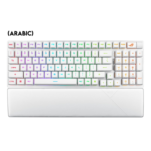 Asus X902 ROG Strix Scope II 96 RX Wireless Optical Mechanical Gaming Keyboard – ROG RX Blue Switch (Clicky & Fast) – Arabic Layout – White