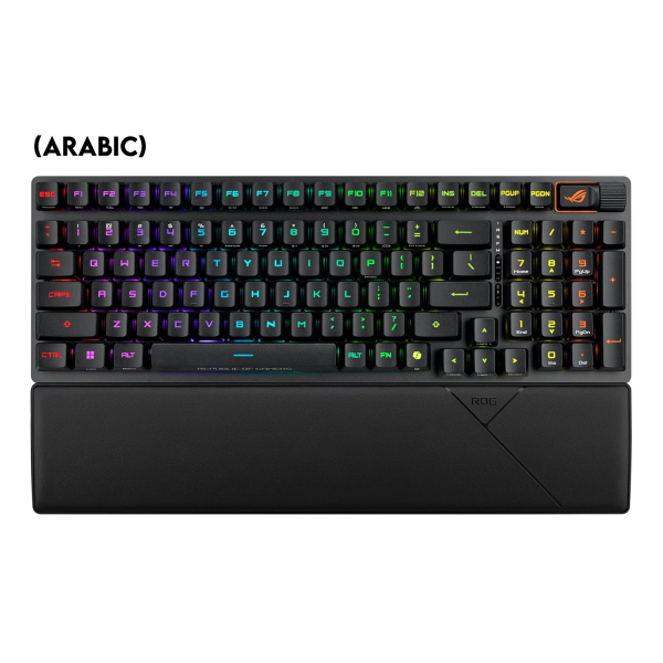 Asus X902 ROG Strix Scope II 96 RX Wireless Optical Mechanical Gaming Keyboard – ROG RX Blue Switch (Clicky & Fast) with Arabic Layout – Black