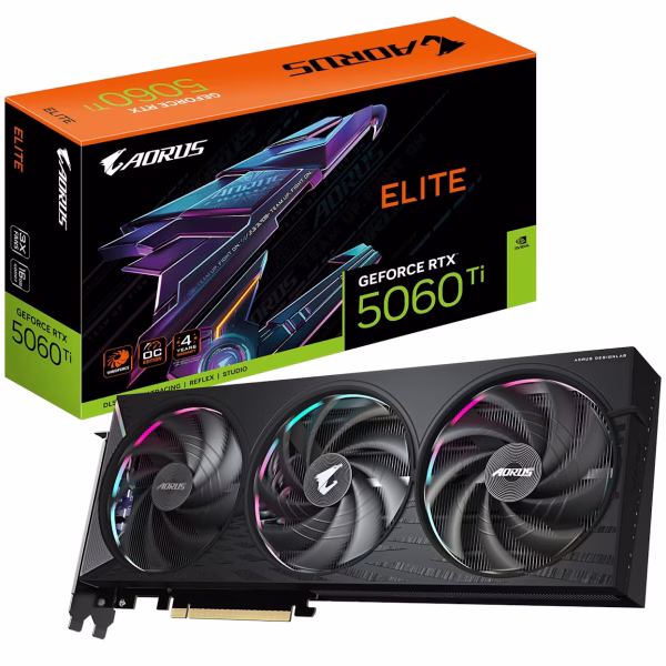 Gigabyte Aorus GeForce RTX 5060 Ti Elite 16GB GDDR7 GRAPHICS CARD - BLACK | GV-N506TAORUS E-16GD
