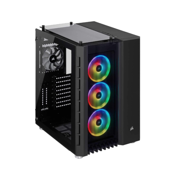 Corsair Crystal Series 680X RGB Airflow ATX Mid-Tower Case – Black with Three Tempered Glass Panels and Four Pre-Installed RGB Fans