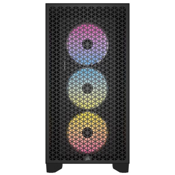 Corsair 3000D RGB Airflow Mid-Tower PC Case with Side Tempered Glass Panel and 3 RGB Fans – Black