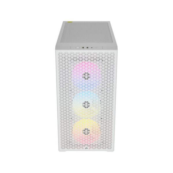 Corsair 3000D RGB Airflow Mid-Tower PC Case with Side Tempered Glass Panel and 3 RGB Fans – WHITE