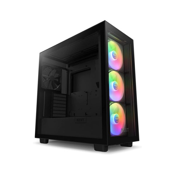 NZXT H7 Elite BLACK Premium ATX Mid-Tower Case with Tempered Glass Front & Side Panels, Includes 4 RGB Fans