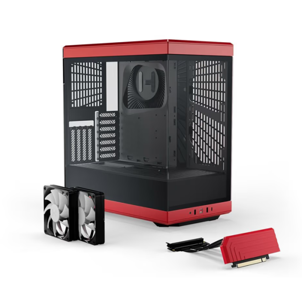 HYTE Y40 Mid Tower Two Panel Front & Left Side Tempered Glass Case With 2 Fan – Black/Red