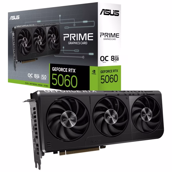 Asus GeForce RTX 5060 Prime OC 8GB GDDR7 GRAPHICS CARD - BLACK | 90YV0N10-M0NA00
