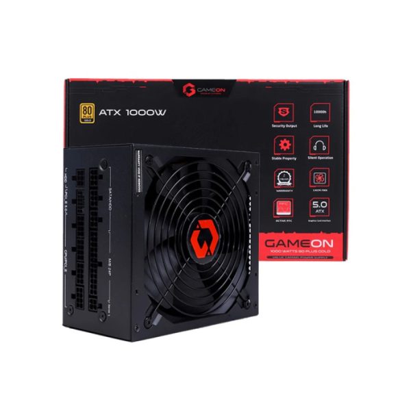 GameOn 1000 Watt 80Plus Gold Fully Modular Power Supply – BLACK