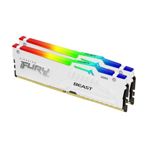 Kingston Fury Beast RGB 64GB (2x32GB) DDR5 6000MT/s CL36 Memory Kit - WHITE