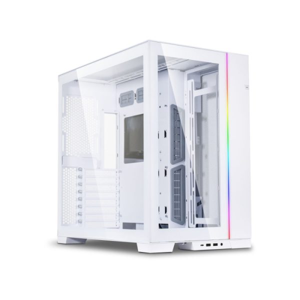 LIAN LI O11 Dynamic EVO Evolution Aluminum Steel Tempered Glass ATX Mid Tower Case - White