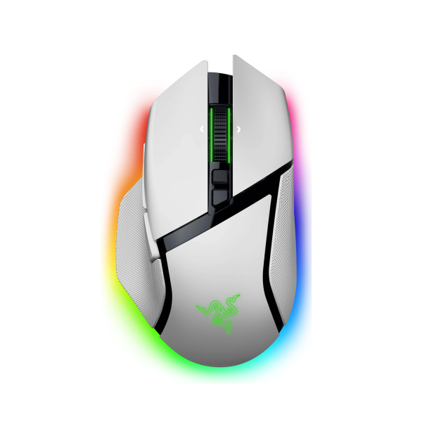 Razer Basilisk V3 Pro 35K Wireless/Bluetooth/Wired Ergonomic Gaming Mouse – White Fully customizable gaming mouse with Focus Pro 35K Gen-2 Optical Sensor, 11 programmable buttons, tri-mode connectivity (wireless, Bluetooth, wired), and up to 210 hours of battery life on Bluetooth or 145 hours on HyperSpeed Wireless.
