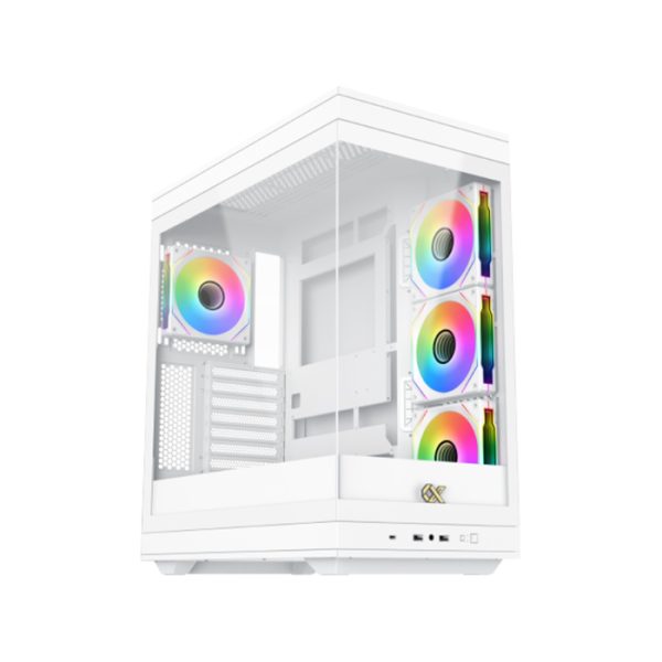 Xigmatek META ATX Mid Tower Case – WHITE | Tempered Glass Front & Side Panels | Includes 4 Pre-Installed ARGB Fans