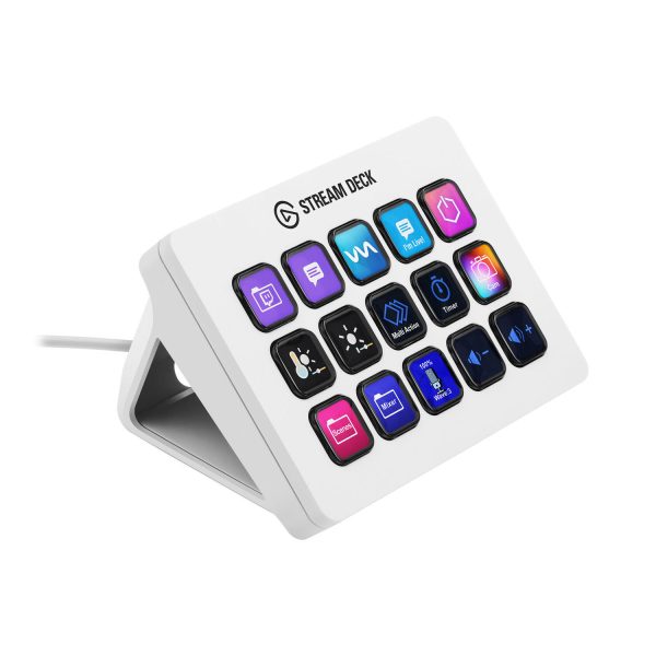 Elgato Stream Deck MK.2, full-size wired keypad featuring 15 customizable LCD keys in - WHITE