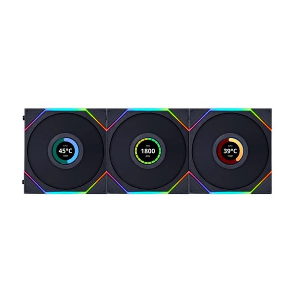 LIAN LI UNI FAN TL LCD 120 RGB Triple Pack with TL Controller – Black.