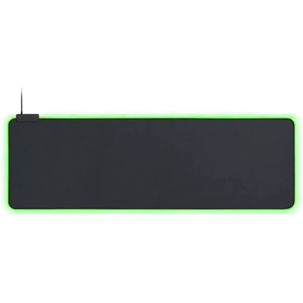 Razer Goliathus Extended Chroma Gaming Mouse Pad features customizable Chroma RGB lighting, soft cloth surface for balanced control and speed, and a non-slip rubber base in black.