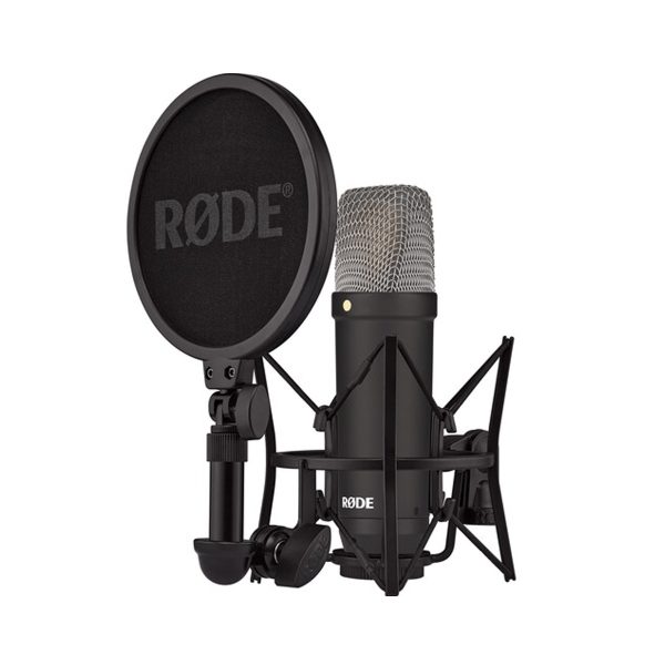 Rode NT1 Studio Condenser Microphone with Wide Dynamic Range, High Sensitivity, Includes XLR Cable, Shock Mount, and Detachable Pop Filter – Black