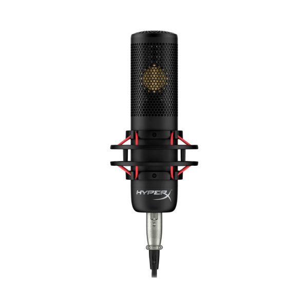 HyperX ProCast Black Large-Diaphragm Gold-Sputtered Condenser Microphone with Built-in Anti-Vibration Shock Mount, XLR Connection (Cable/Mixer Not Included)
