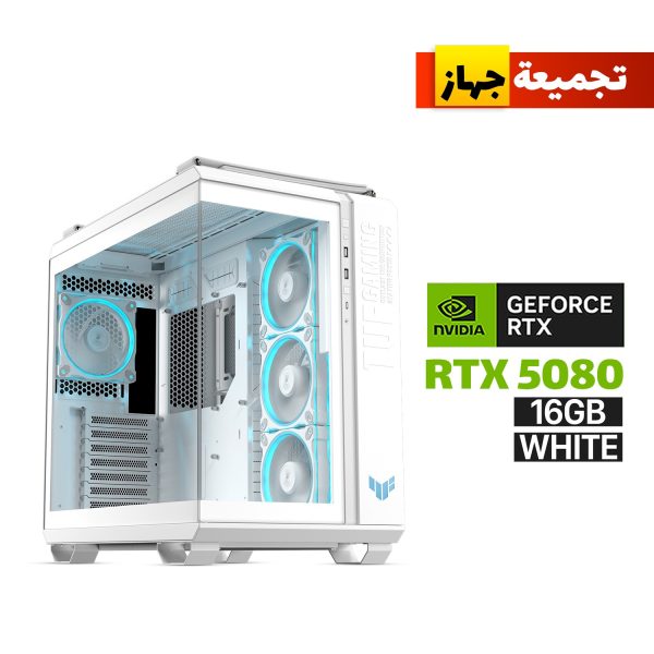 Gaming PC with Ryzen 9 9950X3D CPU, ROG STRIX X870-A Motherboard, 64GB DDR5 White RAM (6000MHz), 2TB NVMe Gen-4 SSD, ZOTAC RTX 5080 16GB White GPU, 1000W Gold PSU,AZZA 360MM Liquid Cooler, Lian-Li Strimers ARGB Cables, Asus TUF GT502 Horizon White Case with 3x White RGB Fans, and Windows 11 Pro.