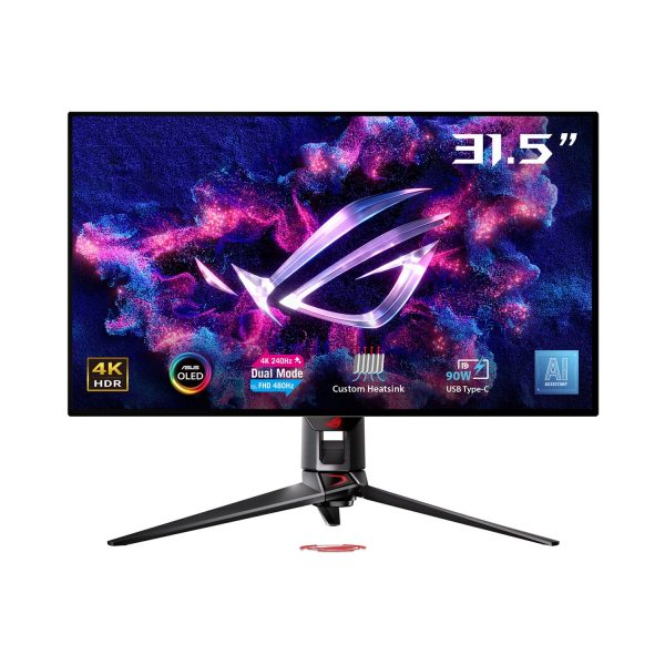 ASUS ROG Swift OLED PG32UCDP 31.5″ Gaming Monitor – Dual Mode 4K 240Hz / FHD 480Hz, 0.03ms, USB-C 90W, HDMI 2.1 - BLACK