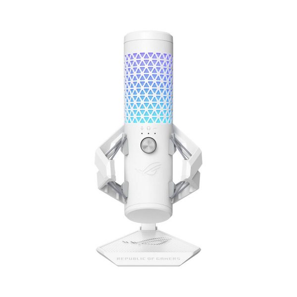 Asus ROG Carnyx USB Gaming Microphone with One-Touch Mute, Built-In Pop Filter, Multi-Functional Control Knob, and Metal Shock Mount - White