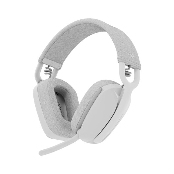 Logitech Zone Vibe 100 Wireless Bluetooth Headset with Noise-Cancelling Microphone – Off White