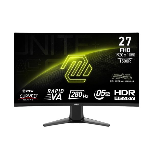 MSI MAG 276CXF - 27" Full HD Curved Gaming Monitor, Rapid VA Panel, 280Hz Refresh Rate, 0.5ms