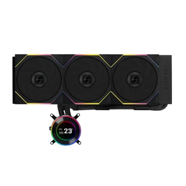 Lian Li Hydro-Shift II LCD-C 360TL Liquid CPU Cooler with TL Wireless Fans and 2.1" IPS LCD Screen – Black.