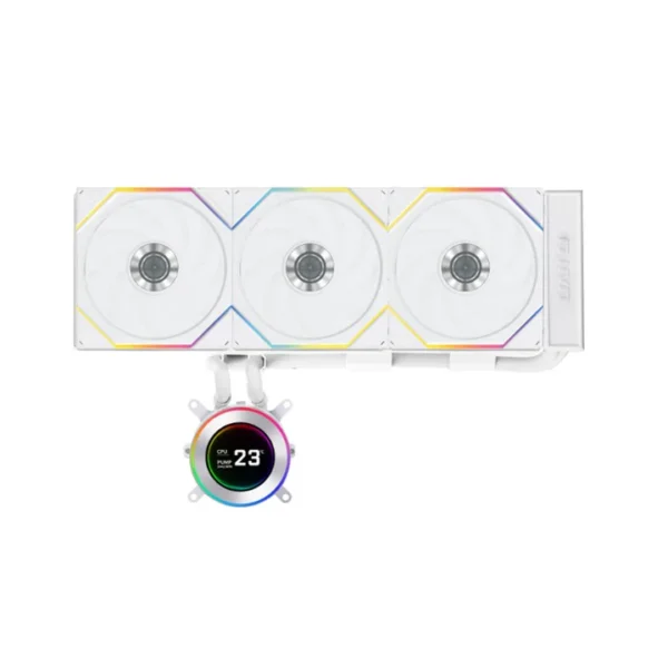 Lian Li Hydro-Shift II LCD-C 360TL Liquid CPU Cooler with TL Wireless Fans and 2.1" IPS LCD Screen – WHITE