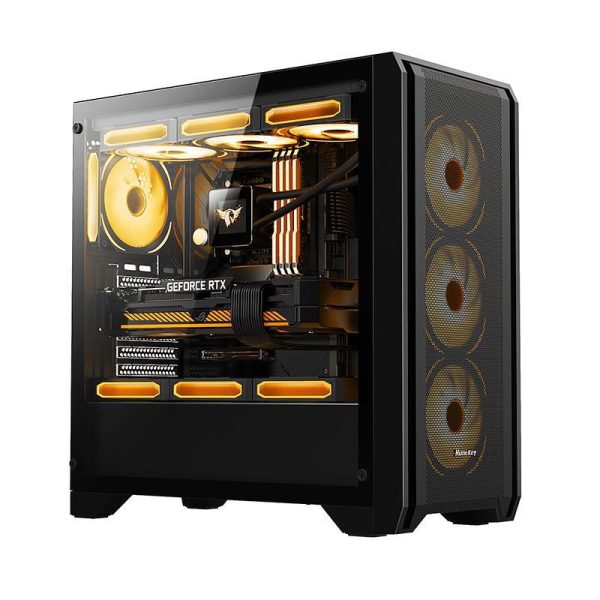 Gaming Pc with INTEL CORE I5-14400F CPU, H610M-K-D4 Motherboard, 16 GB D4 RAM (3200), 1TB NVMe SSD GEN-4 (6000), VGA RTX 5060 (8GB), 750 WATT PSU, Windows 11 Pro
