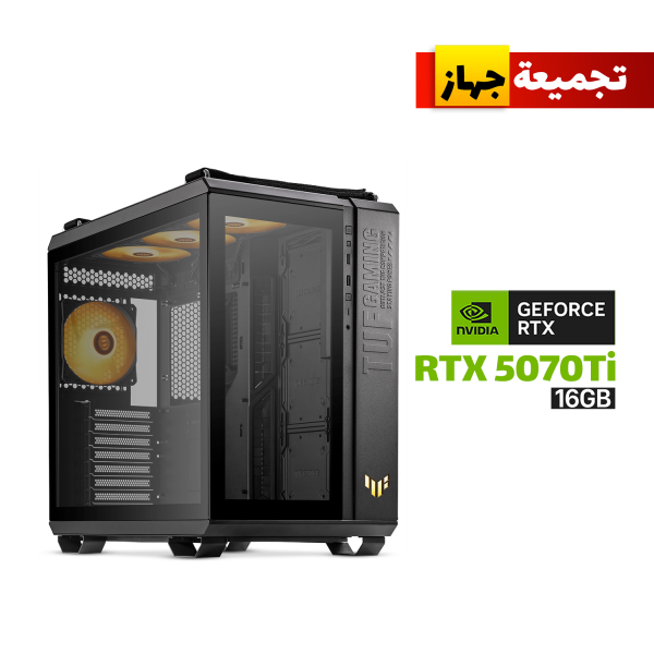 Gaming PC with Ryzen 7 9800X3D, ROG STRIX X870-F WiFi 7 Motherboard, 32GB DDR5 RAM, 2TB NVMe Gen-4 SSD (7400 MB/s), ASUS TUF RTX 5070 Ti 16GB GPU, TUF 1000W Gold PSU,ROG STRIX LC III 360 ARGB Liquid Cooler, TUF GT502 PLUS Case, TUF 3x RGB Fans, and Windows 11 Pro License.