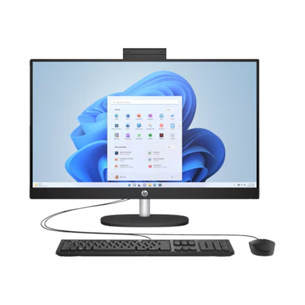 HP All-in-One 24-CR0043NE Desktop PC with Intel Core i5-1335U, 8GB DDR4 RAM, 512GB NVMe SSD, Intel Iris Xe Graphics, 24" FHD IPS Display, Windows 11 Pro – Black.