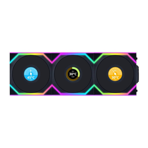 Lian Li Uni Fan SL Wireless LCD Reverse Blade 120mm Fan – 3-in-1 Pack - Black