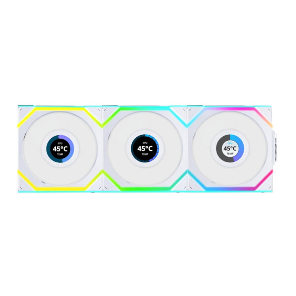 Lian Li Uni Fan SL Wireless LCD Reverse Blade 120mm Fan – 3-in-1 Pack - WHITE