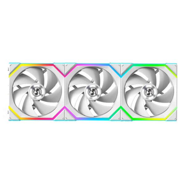 Lian Li Uni Fan SL Wireless 120mm 3-in-1 Pack, high-performance RGB fans with wireless connectivity for a clean and powerful PC cooling setup – WHITE