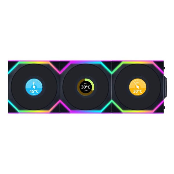 Lian Li Uni Fan SL Wireless LCD 120mm RGB Triple-Pack – Black