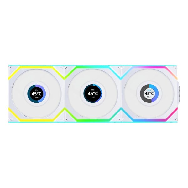Lian Li Uni Fan SL Wireless LCD 120mm RGB Triple-Pack – WHITE