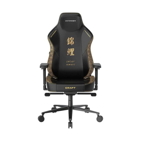DXRacer Craft Series XL Gaming Chair – Koi Fish Black | EPU Leatherette, Multi-Functional Tilt, 2D Integrated Lumbar & 4D Adjustable Armrests