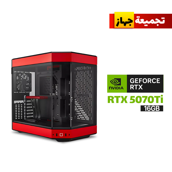 Gaming PC with Intel i9-14900K Processor, ASUS Z790-P WiFi Motherboard, 32GB DDR5 (6000) RAM, 2TB NVMe SSD (6000MB/s), NVIDIA GeForce RTX 5070 Ti 16GB GPU, 1000W Gold PSU, ASUS Prime L360 Liquid Cooler, HYTE Y60 Mid Tower Case, ASUS TF120 Fan (3-Pack), and Windows 11 Pro.