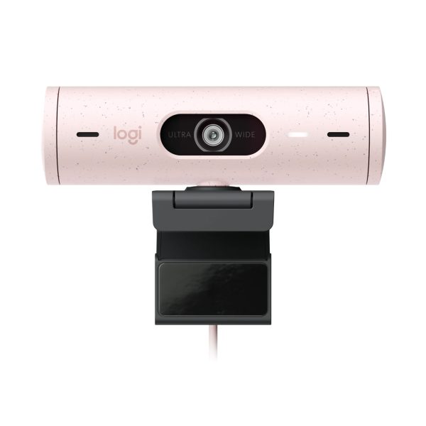 Logitech Brio 500 Full HD Webcam with HDR, offering sharp video quality and enhanced lighting - PINK