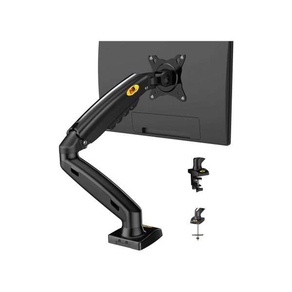 North Bayou F80 Single Monitor Arm (17"-30") Gas-Strut Flexi Mount Desktop with Ergonomic Full-Motion Adjustment.