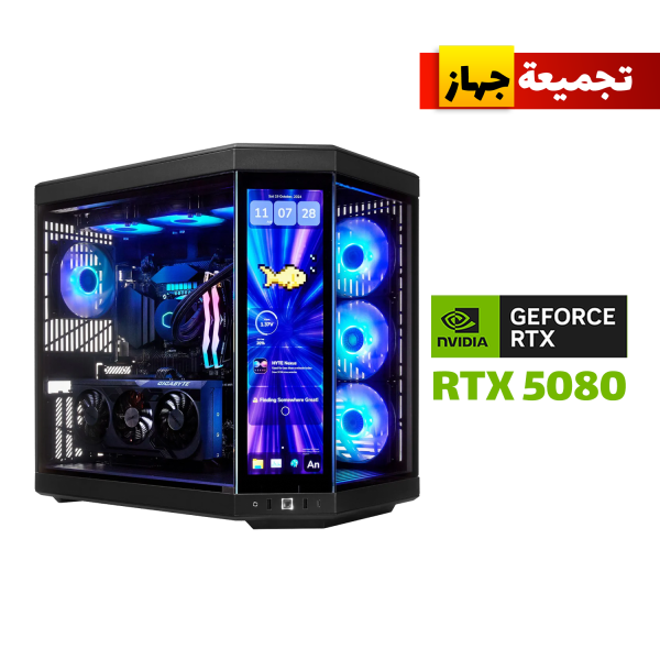 Gaming PC with Intel i9-14900K, ASUS ROG STRIX Z790-E Motherboard, 64GB Corsair Dominator DDR5 (6000) RAM, 2TB Samsung 990 PRO SSD (7400MB/s), ASUS TUF RTX 5080 16GB GPU, ASUS TUF 1200W Gold PSU, ASUS ROG STRIX LC III 360 Liquid Cooler, HYTE Y70 Touch Infinite Case, and Windows 11 Pro.