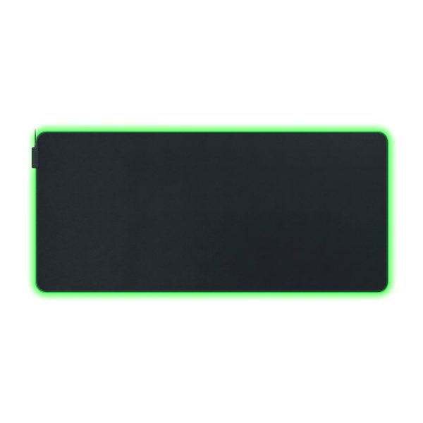 Razer Goliathus Chroma 3XL Gaming Mouse Pad features a micro-textured cloth surface, customizable Chroma RGB lighting, optimized tracking for all sensitivities and sensors, with a non-slip rubber base in black.
