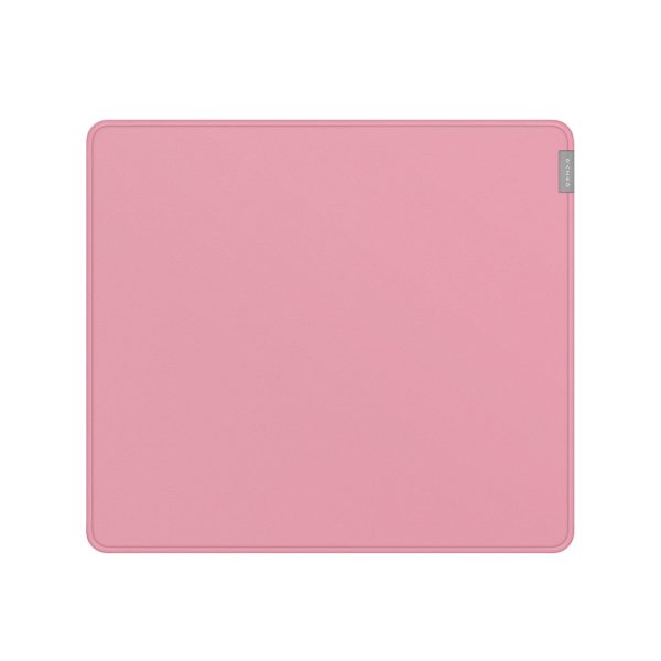 Razer Strider Hybrid Large Mouse Mat, features a firm gliding surface, soft anti-slip base, rollable portability, and anti-fraying stitched edges - Quartz Pink