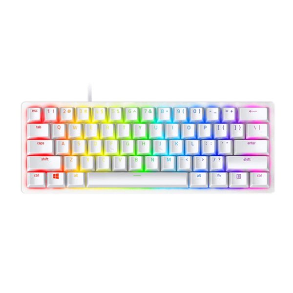 Razer Huntsman Mini 60% Gaming Keyboard – Clicky Optical Purple Switches, Chroma RGB Lighting, PBT Keycaps, Onboard Memory – Mercury White