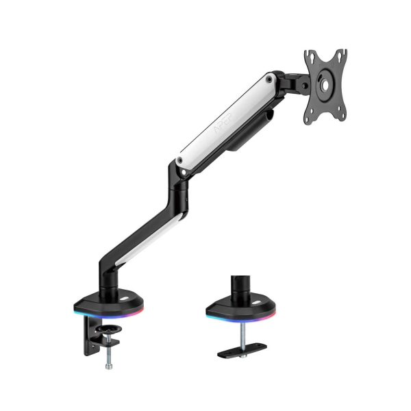 Sades APEP Single Monitor Arm RGB, White, VESA Compatible for 17"-32" Flat/Curved Screens.