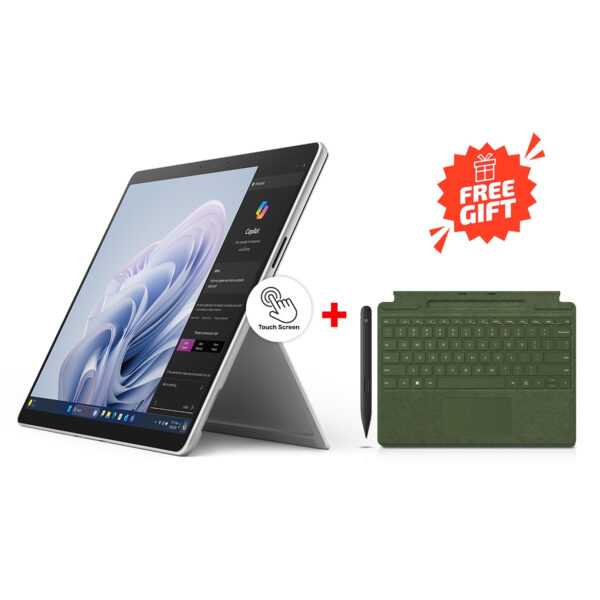 Microsoft Surface Pro 10 (Platinum) 13" 2-in-1 with Intel Core Ultra 5-135U, 16GB RAM, 256GB SSD, Iris Xe Graphics, Windows 11 Pro, bundled with Surface Pro Signature Keyboard & Slim Pen 2 - Forest